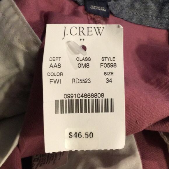 J. Crew 9" mens flex chino short Size 34 NWT Dusty Rose - Picture 2 of 7
